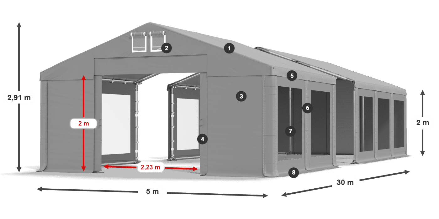Roof: FR 620 PVC Walls: MS 580 PVC 2m legend