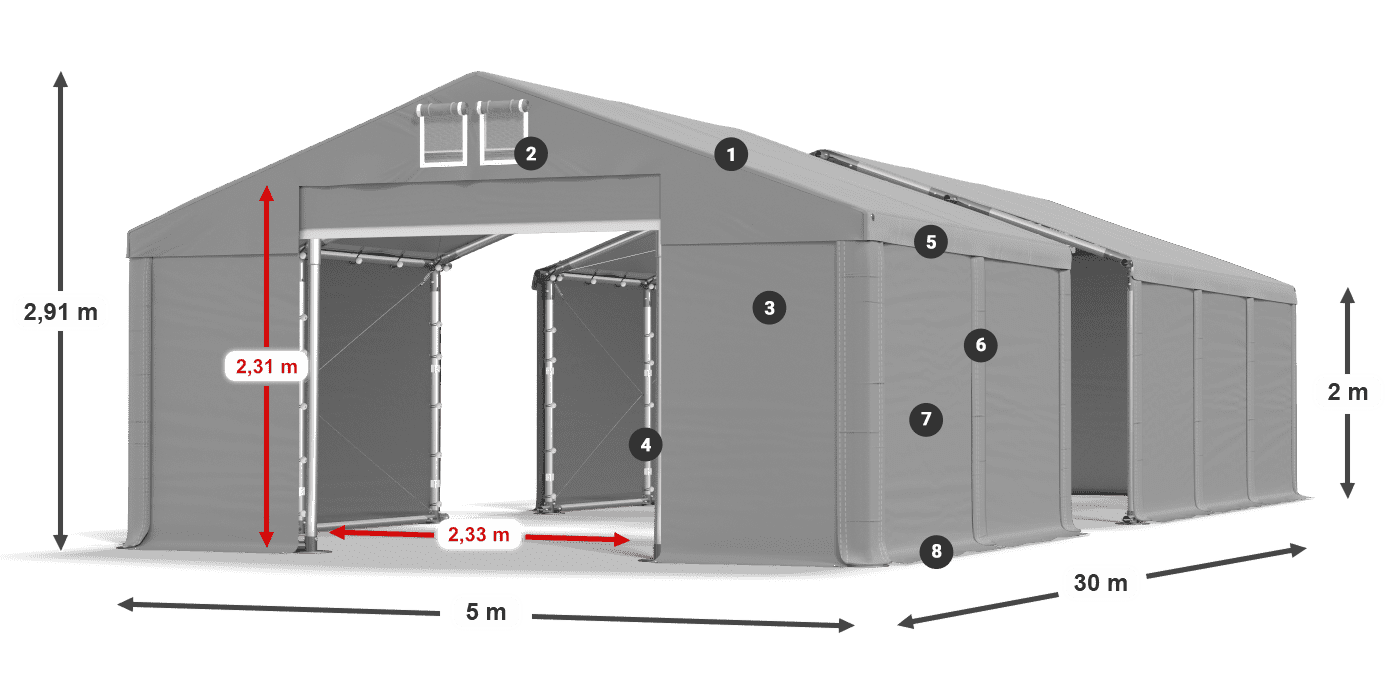 Roof: FR 620 PVC Walls: SD 500 PVC 2m legend