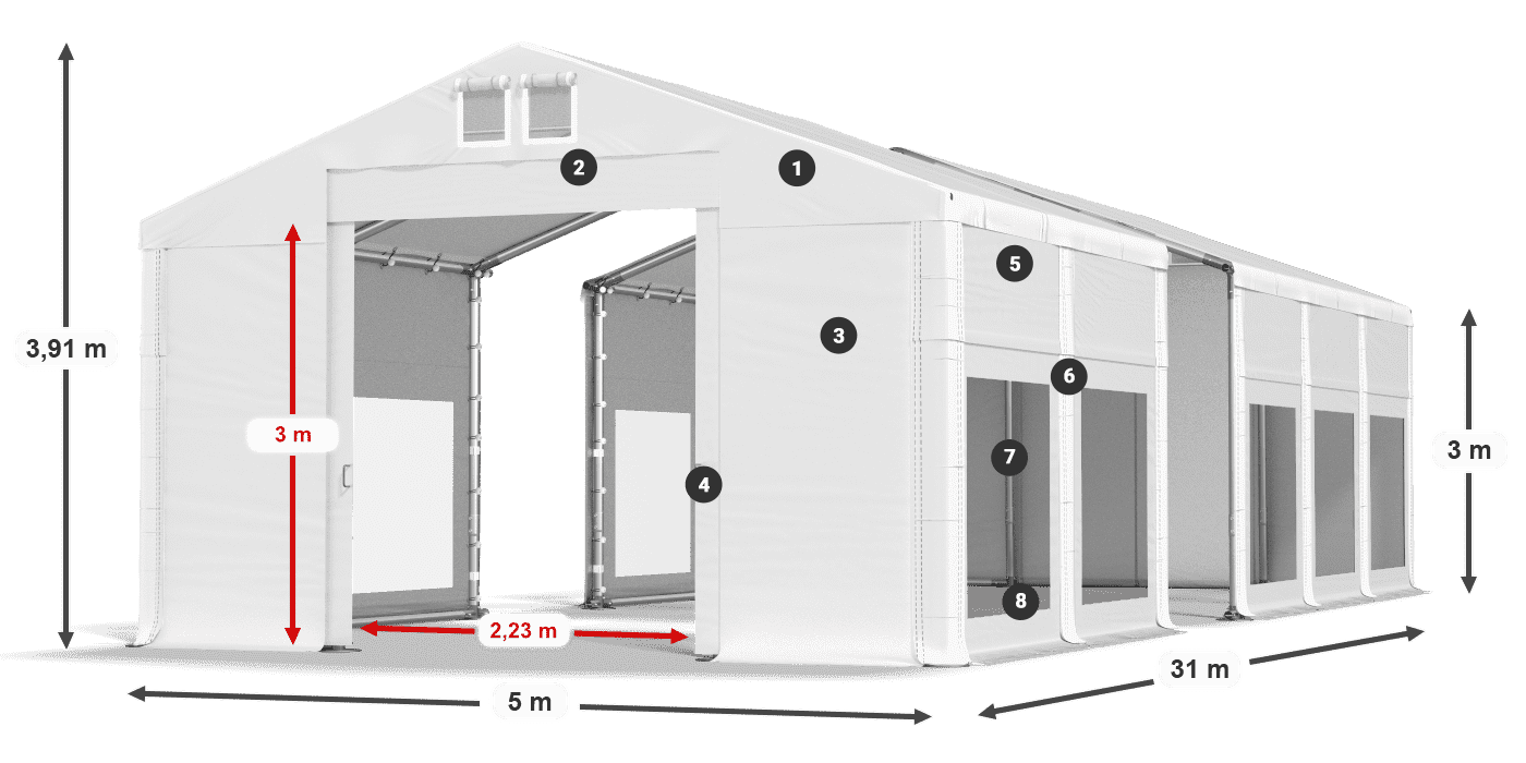 Roof: FR 620 PVC Walls: MS 580 PVC 3m legend