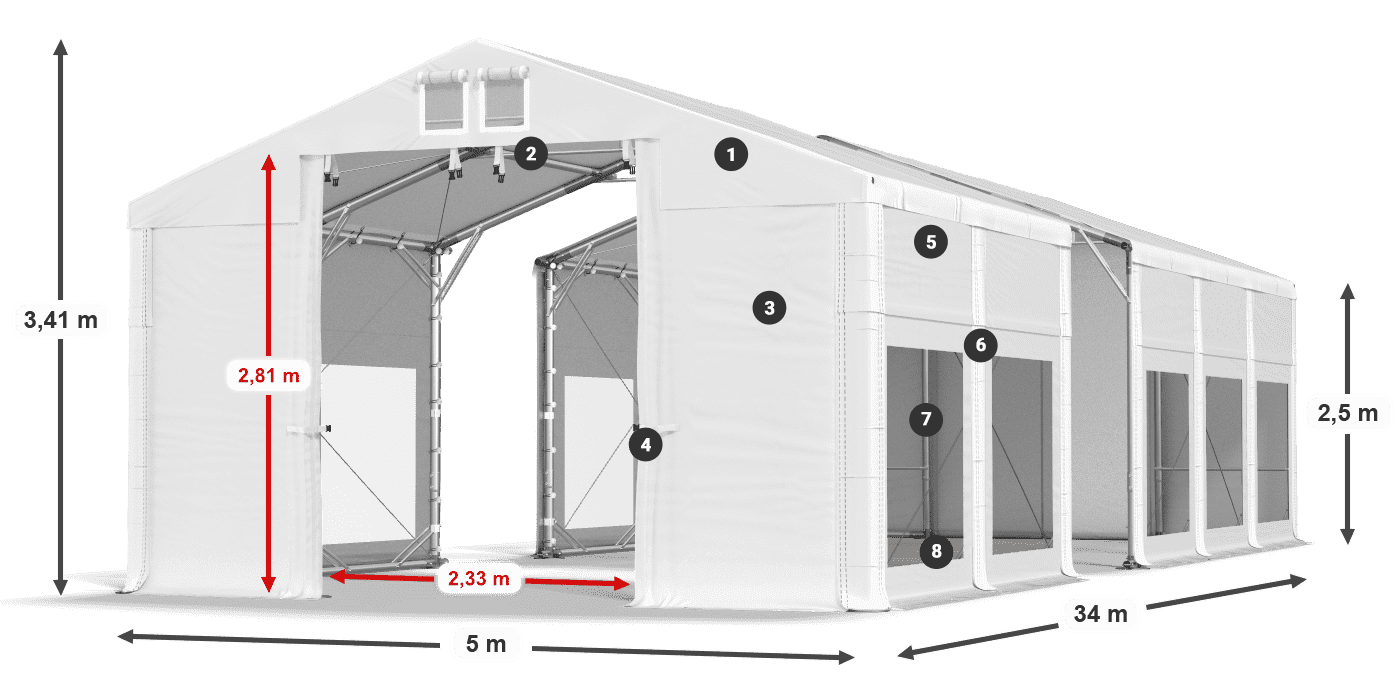 Roof: FR 620 PVC Walls: MS 580 PVC 2.5m legend