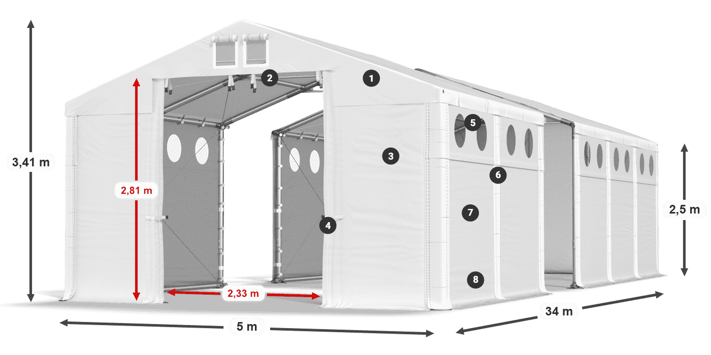 Roof: MS 580 PVC Walls: FR 620 PVC