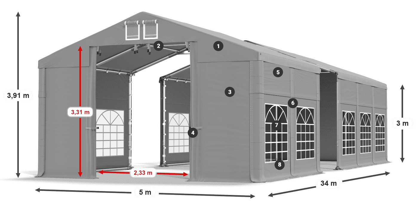 Roof: FR 620 PVC Walls: SD 500 PVC