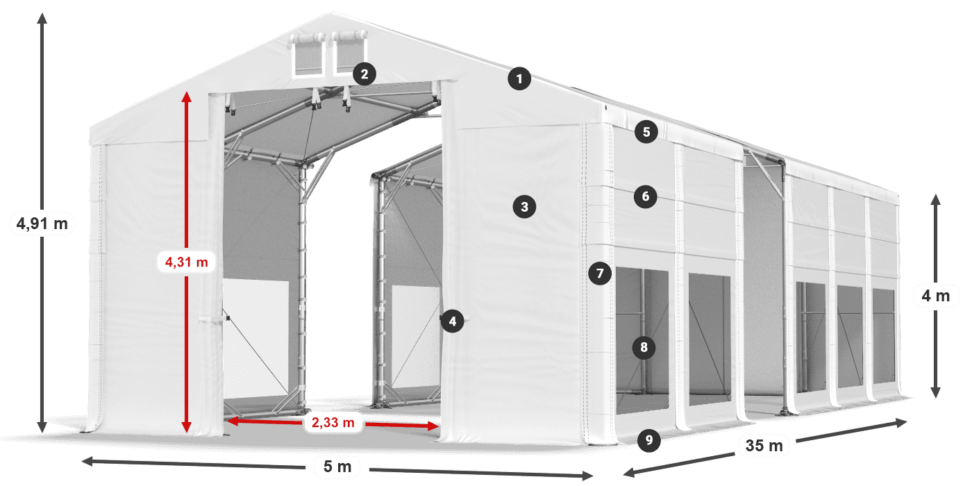 Roof: FR 620 PVC Walls: MS 580 PVC 4m legend