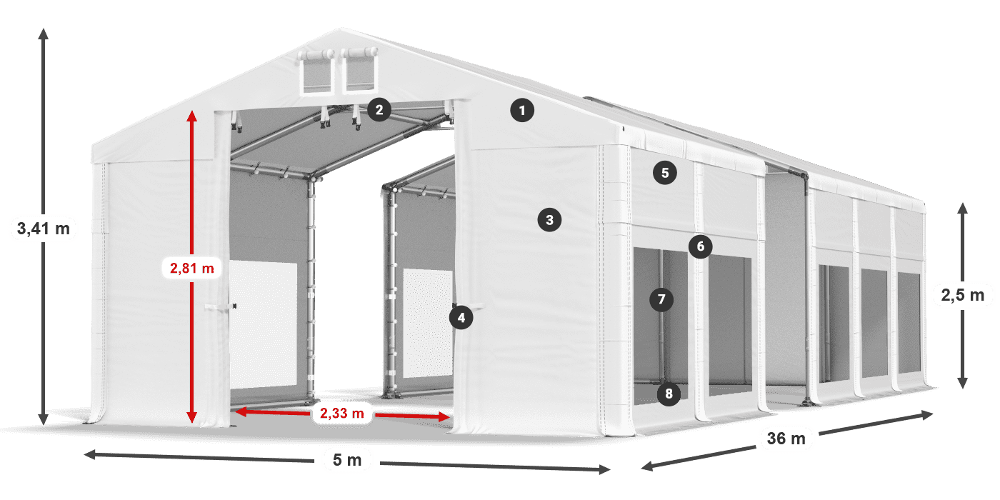 Roof: FR 620 PVC Walls: MS 580 PVC 2.5m legend