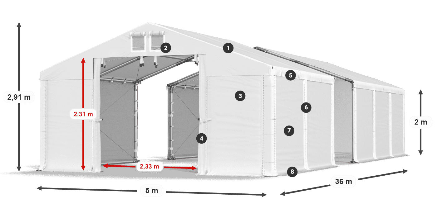 Roof: FR 620 PVC Walls: SD 500 PVC