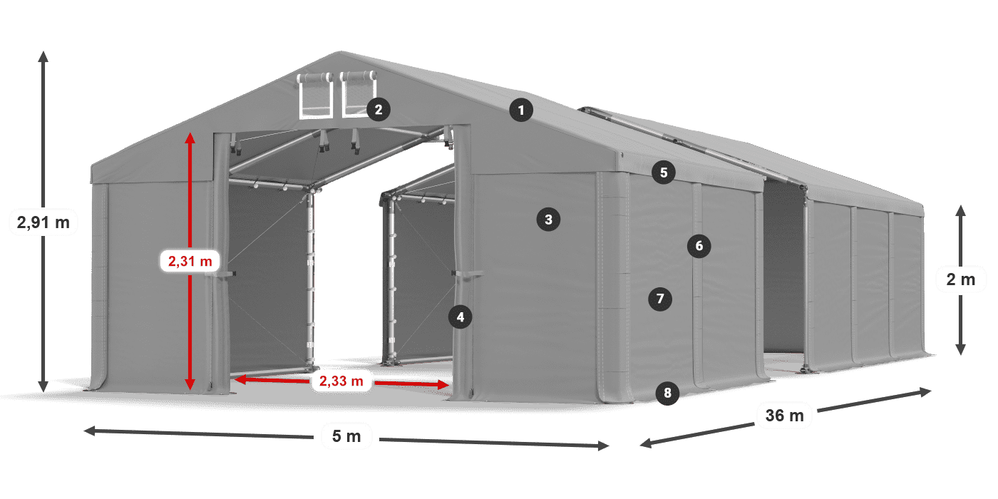 Roof: FR 620 PVC Walls: SD 500 PVC