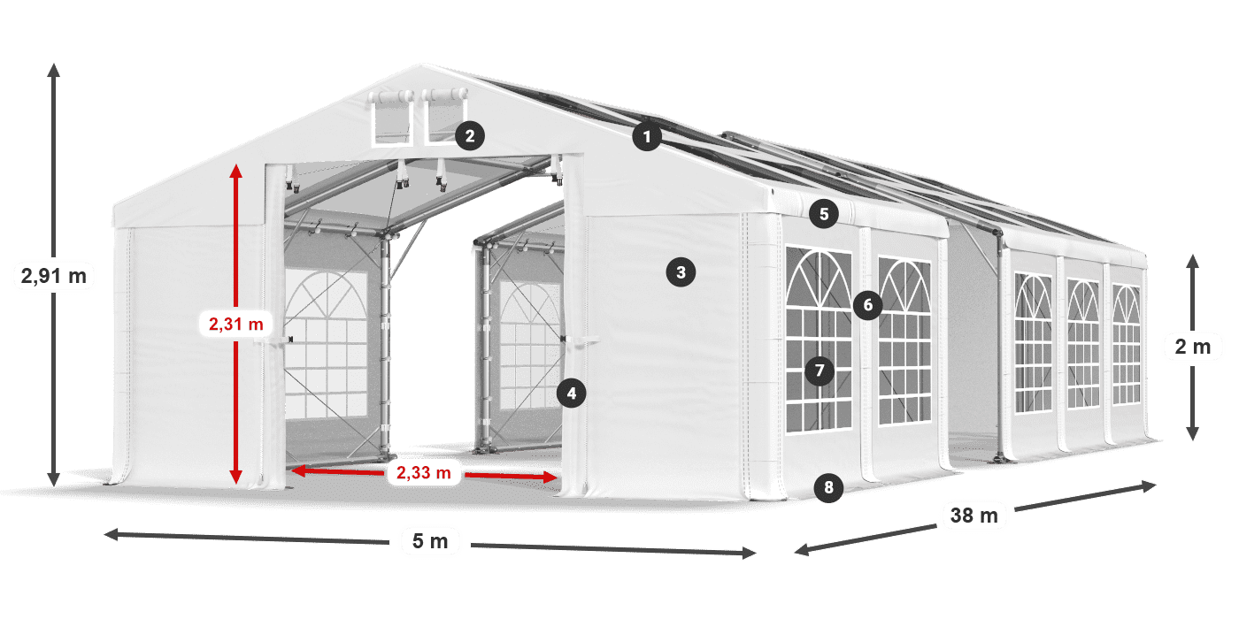 Roof: MS 580 PVC Walls: SD 500 PVC