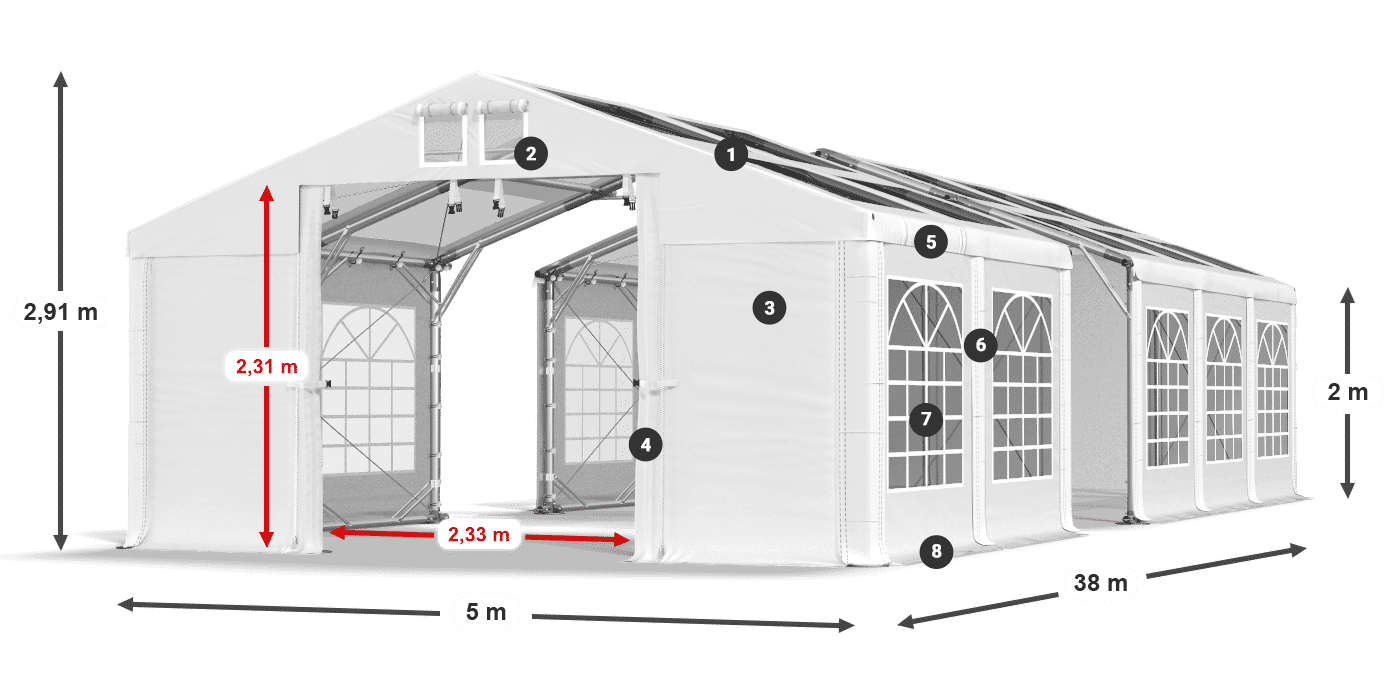 Roof: MS 580 PVC Walls: SD 500 PVC