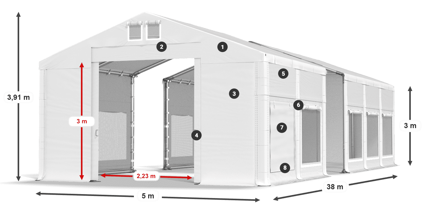 Roof: MS 580 PVC Walls: SD 500 PVC