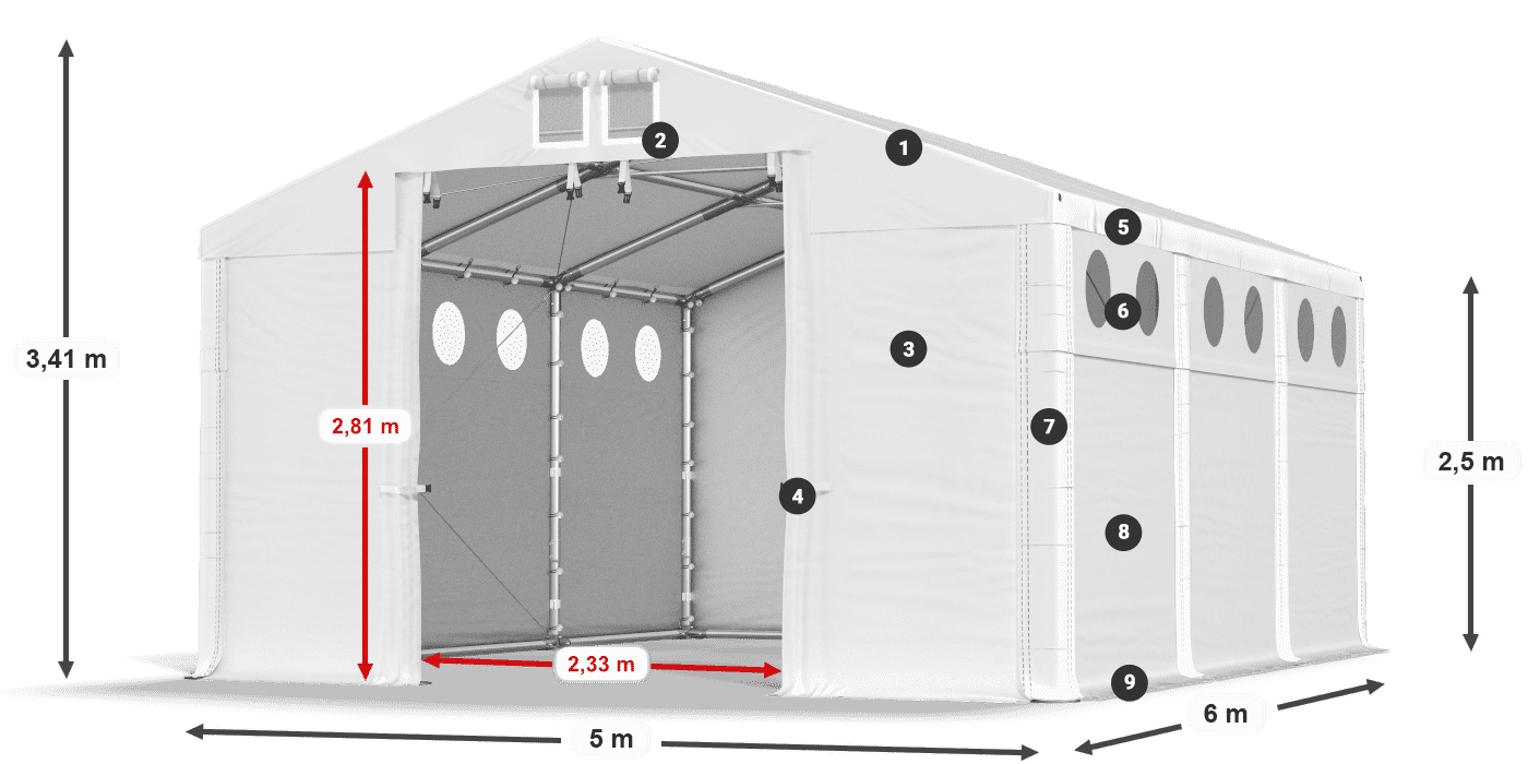 Roof: FR 620 PVC Walls: MS 580 PVC