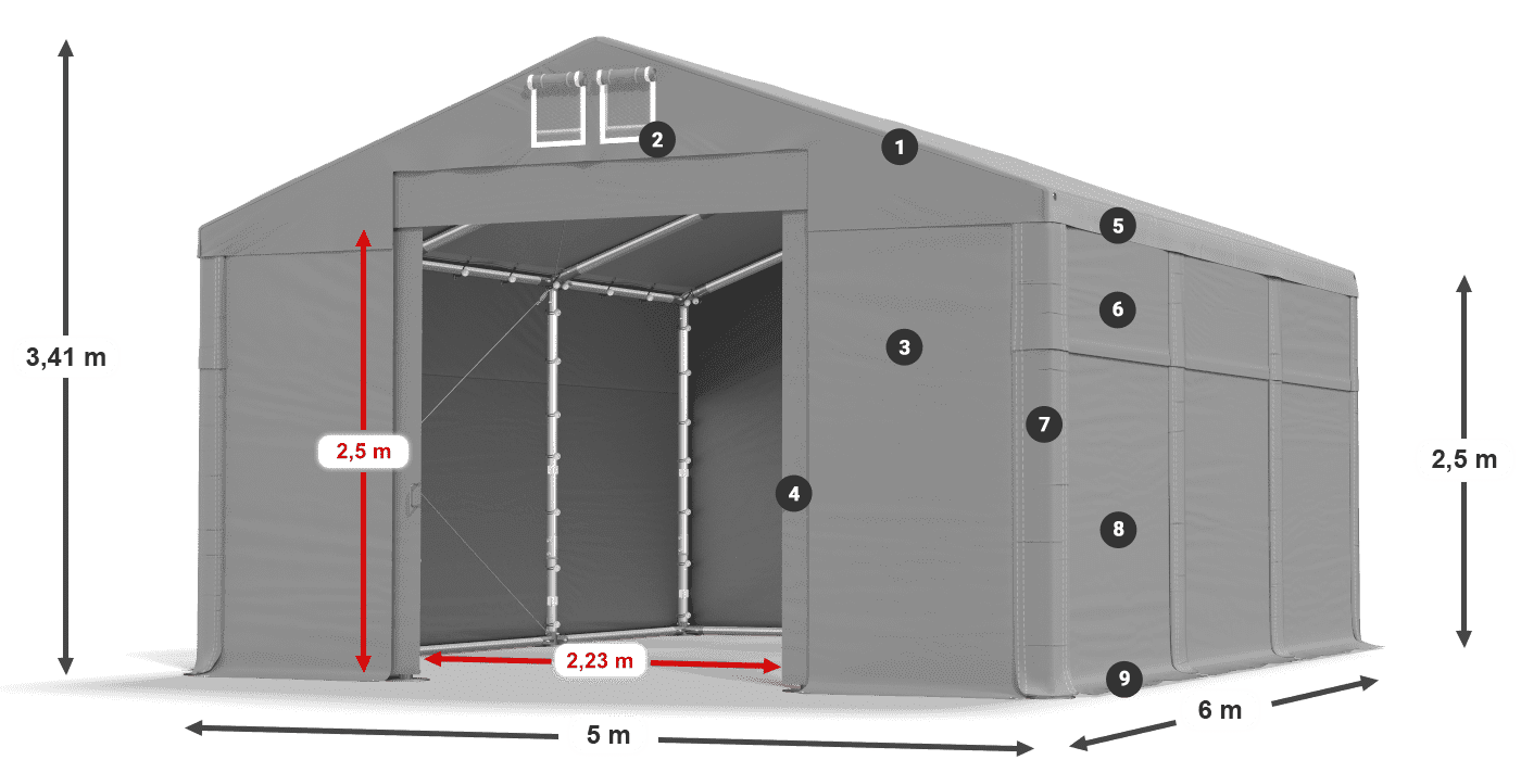 Roof: SD 560 PVC Walls: FR 620 PVC legend 2.5m