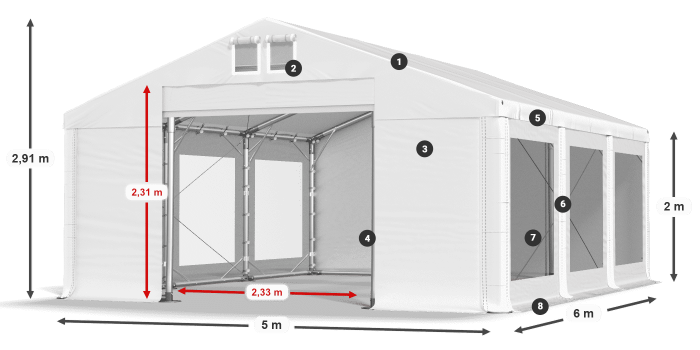 Roof: FR 620 PVC Walls: MS 580 PVC 2m legend