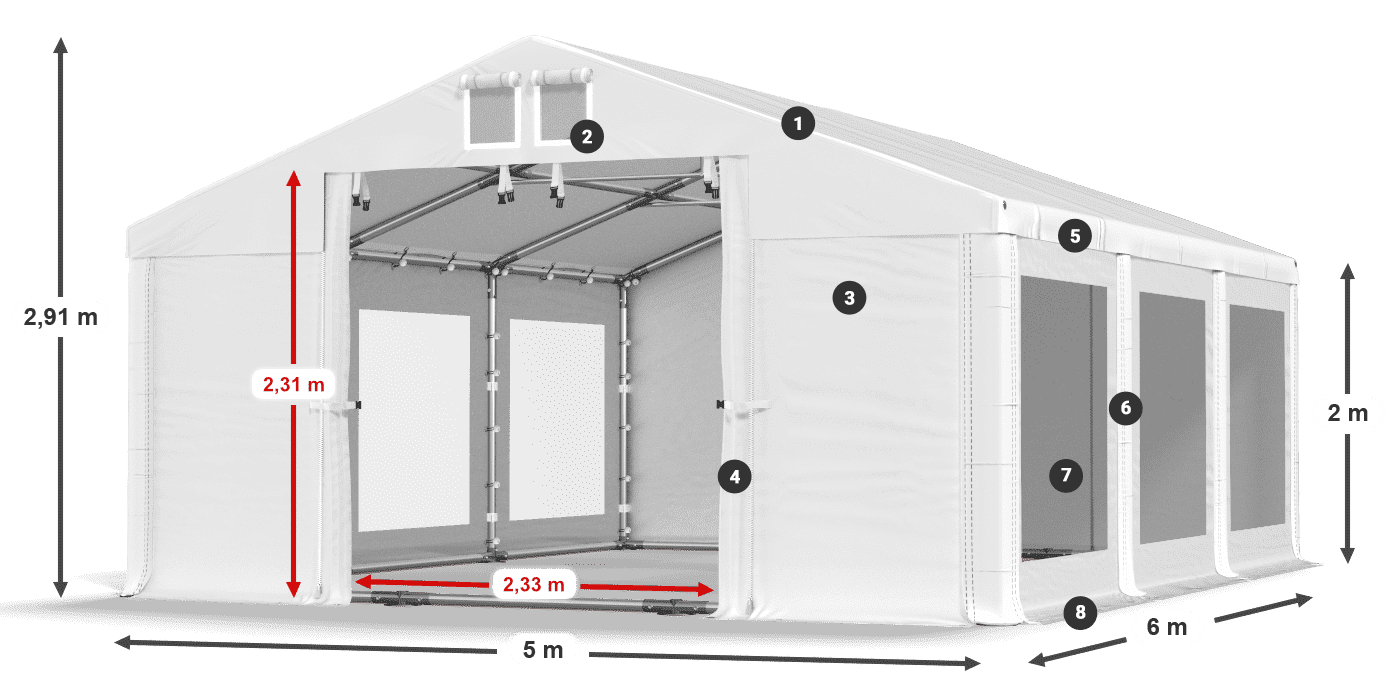 Roof: FR 620 PVC Walls: MS 580 PVC 2m legend