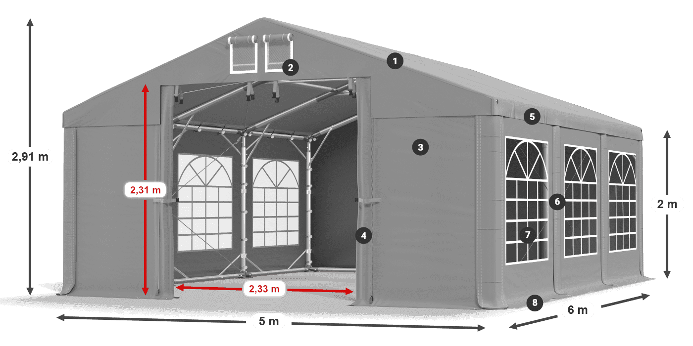Roof: FR 620 PVC Walls: SD 500 PVC 2m legend