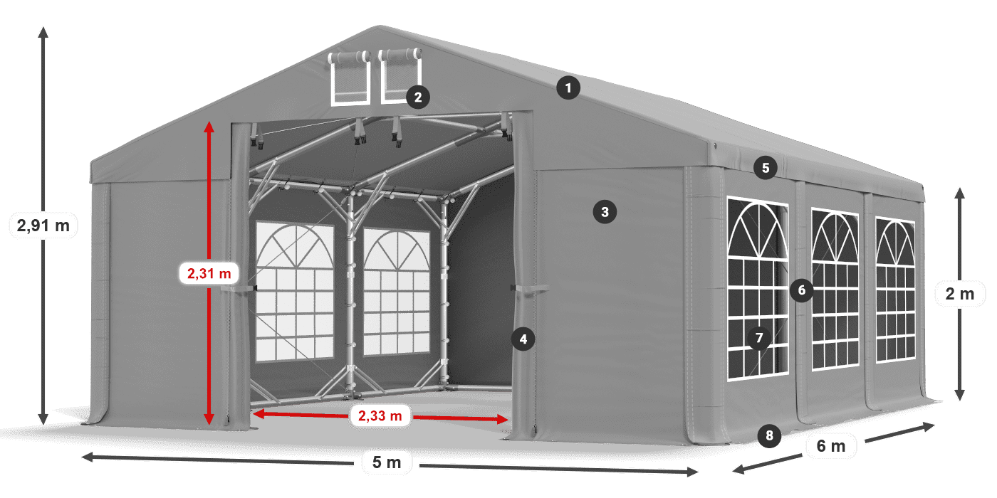 Roof: FR 620 PVC Walls: SD 500 PVC 2m legend