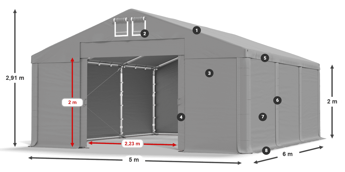 Roof: MS 580 PVC Walls: SD 500 PVC 2m legend