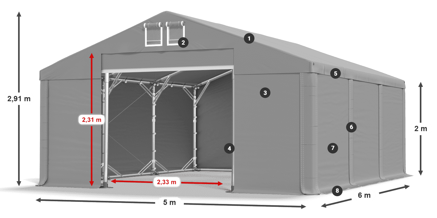 Roof: SD 560 PVC Walls: FR 620 PVC legend 2m
