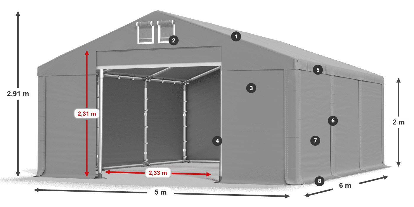 Roof: SD 560 PVC Walls: FR 620 PVC legend 2m