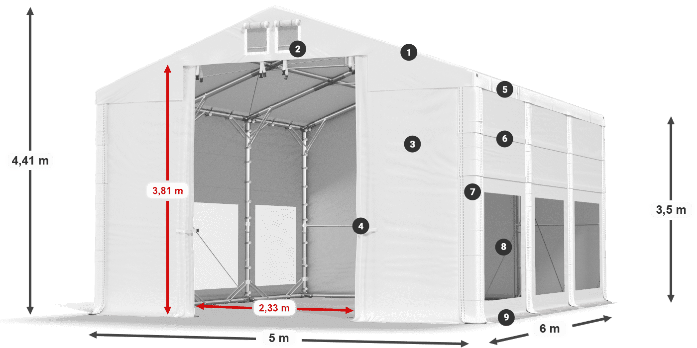 Roof: MS 580 PVC Walls: MS 580 PVC 3.5m legend