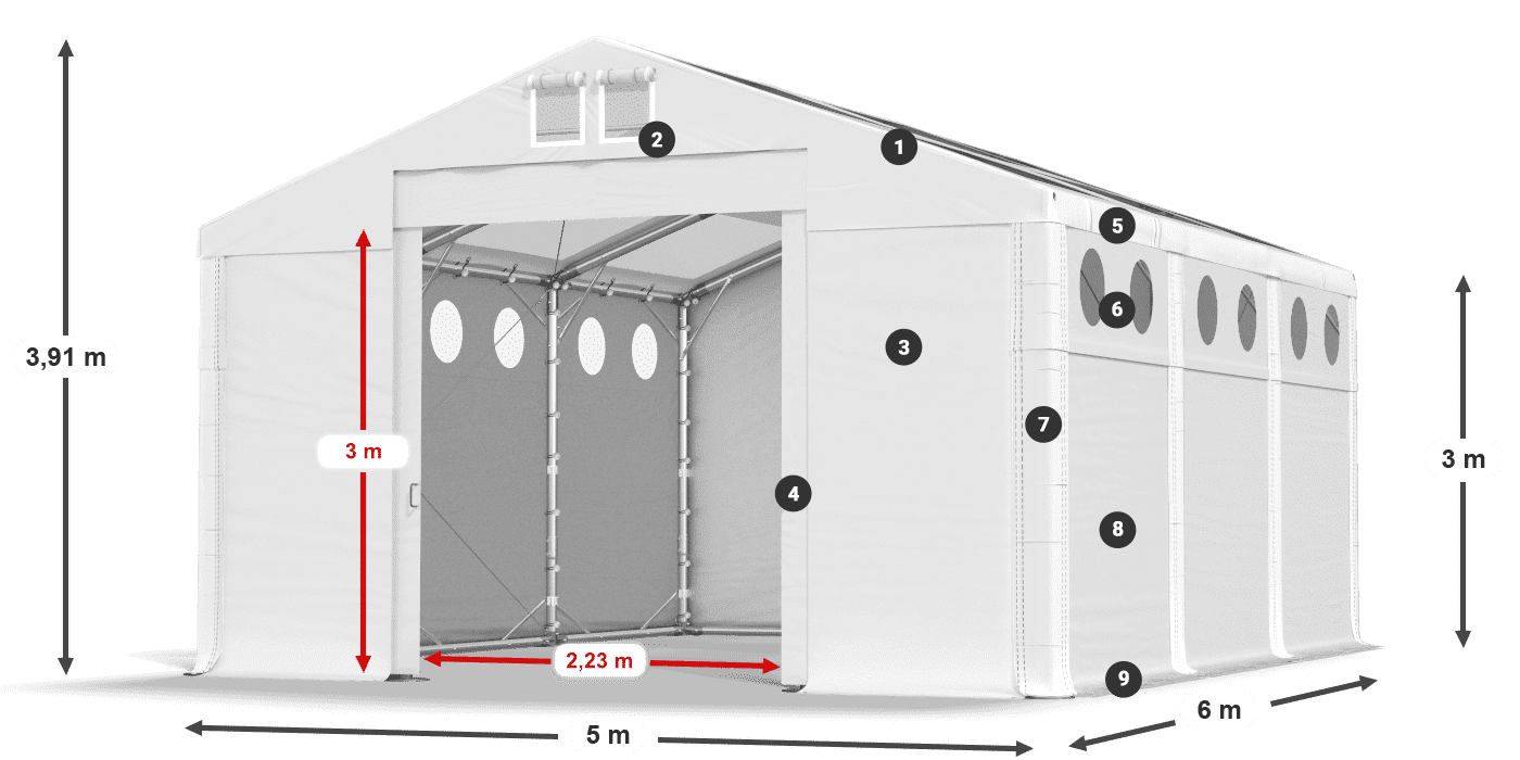 Roof: MS T 580 PVC Walls: MS O 580 PVC 3m legend