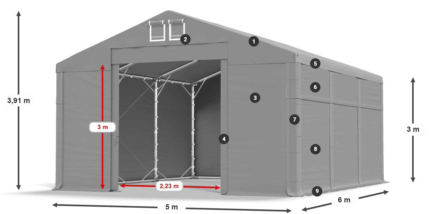 Roof: MS 580 PVC Walls: SD 500 PVC 3m legend