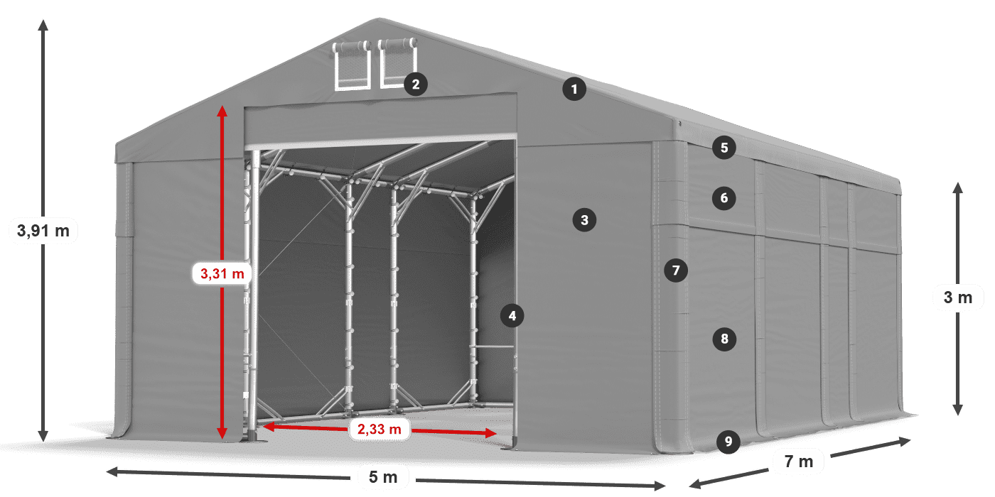 Roof: FR 620 PVC Walls: MS 580 PVC 3m legend