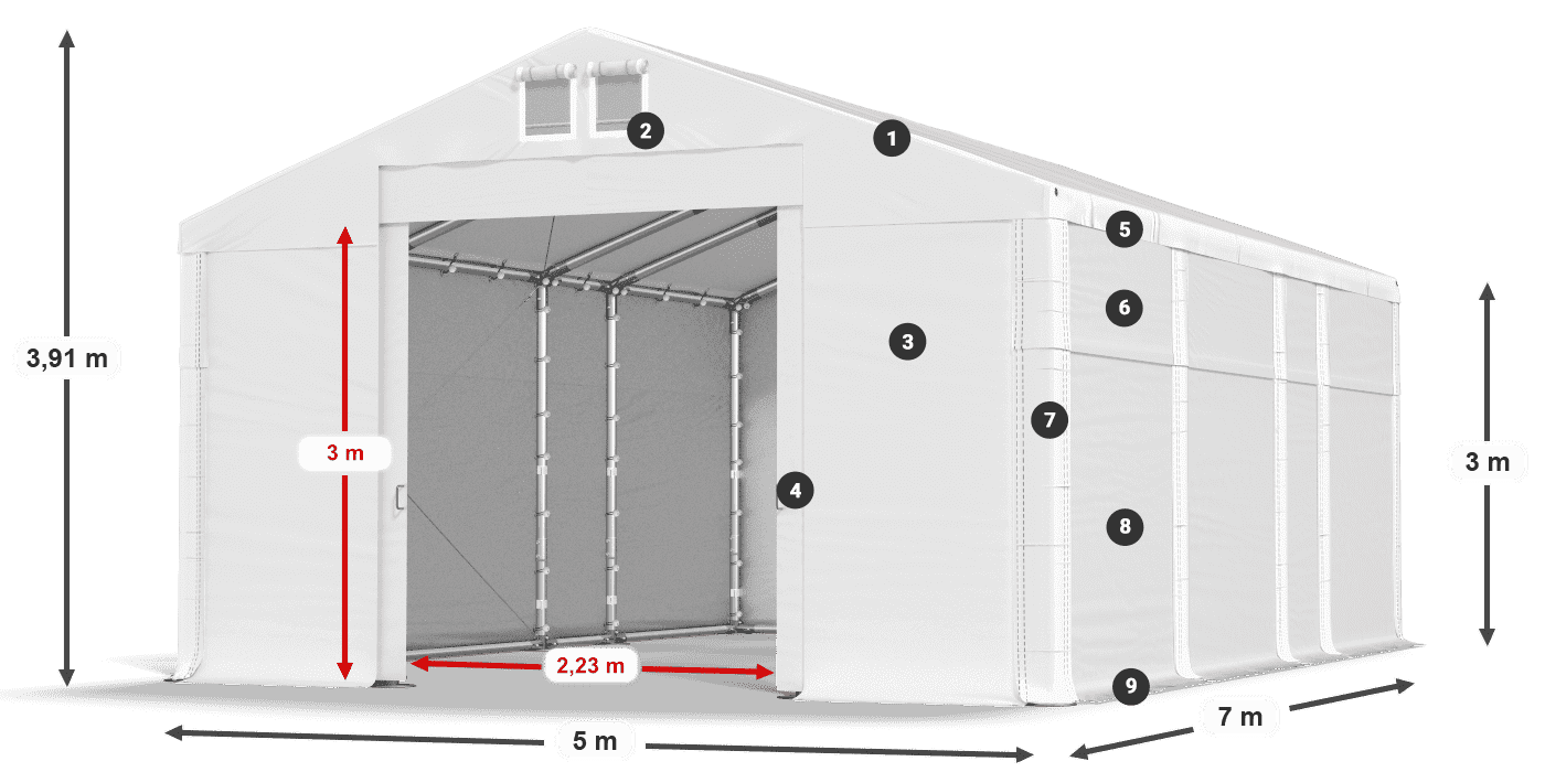 Roof: MS 580 PVC Walls: FR 620 PVC