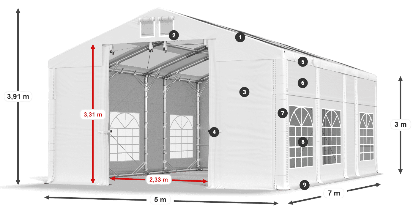 Roof: MS 580 PVC Walls: SD 500 PVC