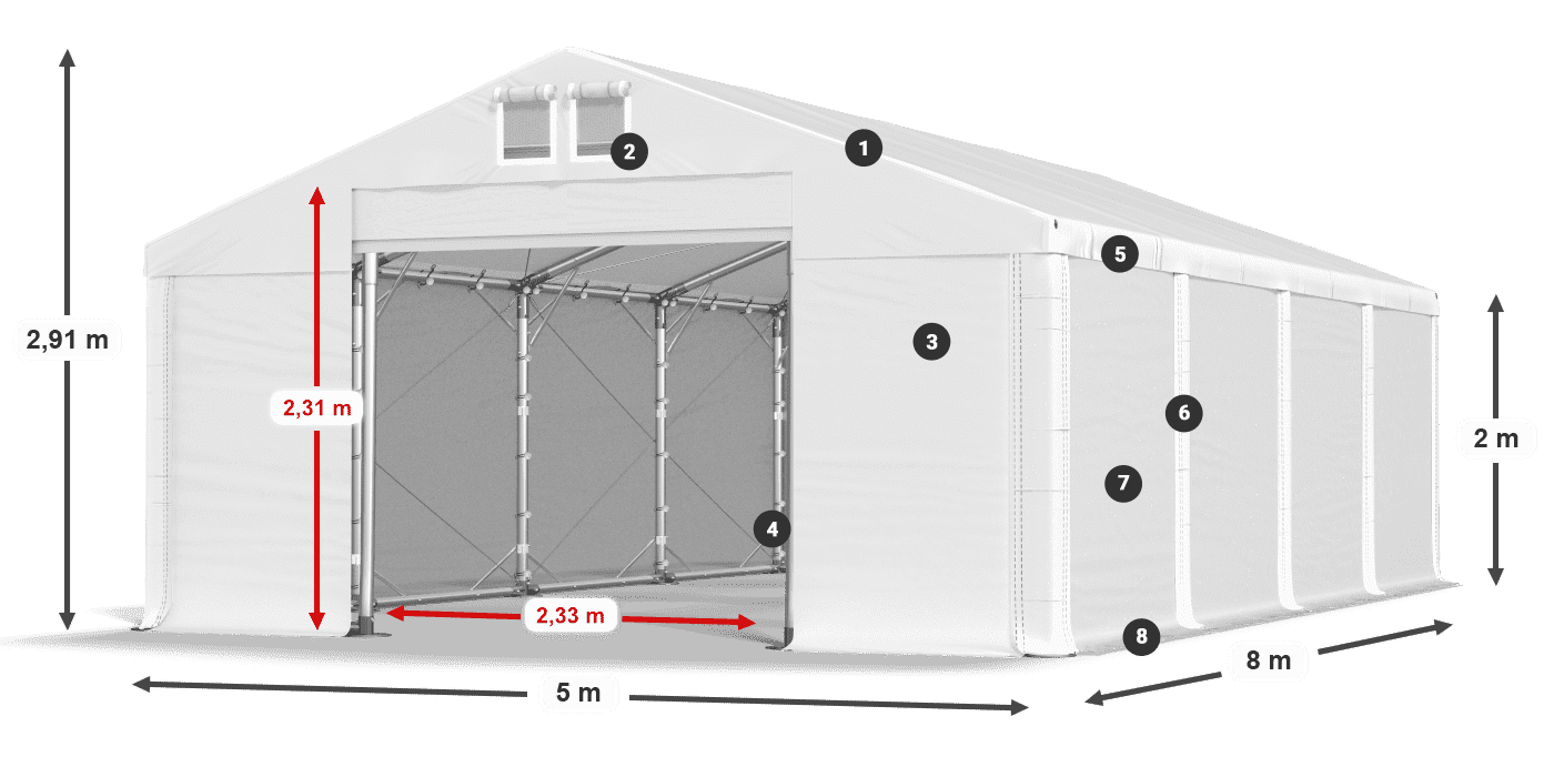 Roof: FR 620 PVC Walls: SD 580 PVC 2m legend