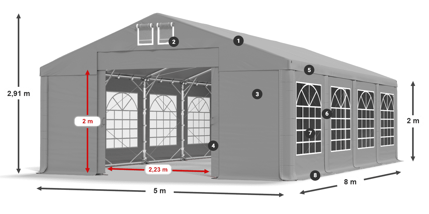 Roof: FR 620 PVC Walls: SD 500 PVC 2m legend