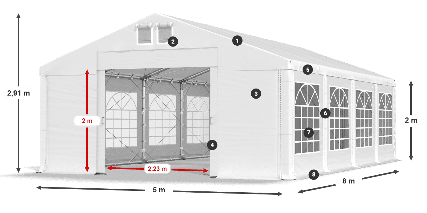 Roof: SD 560 PVC Walls: FR 620 PVC legend 2m