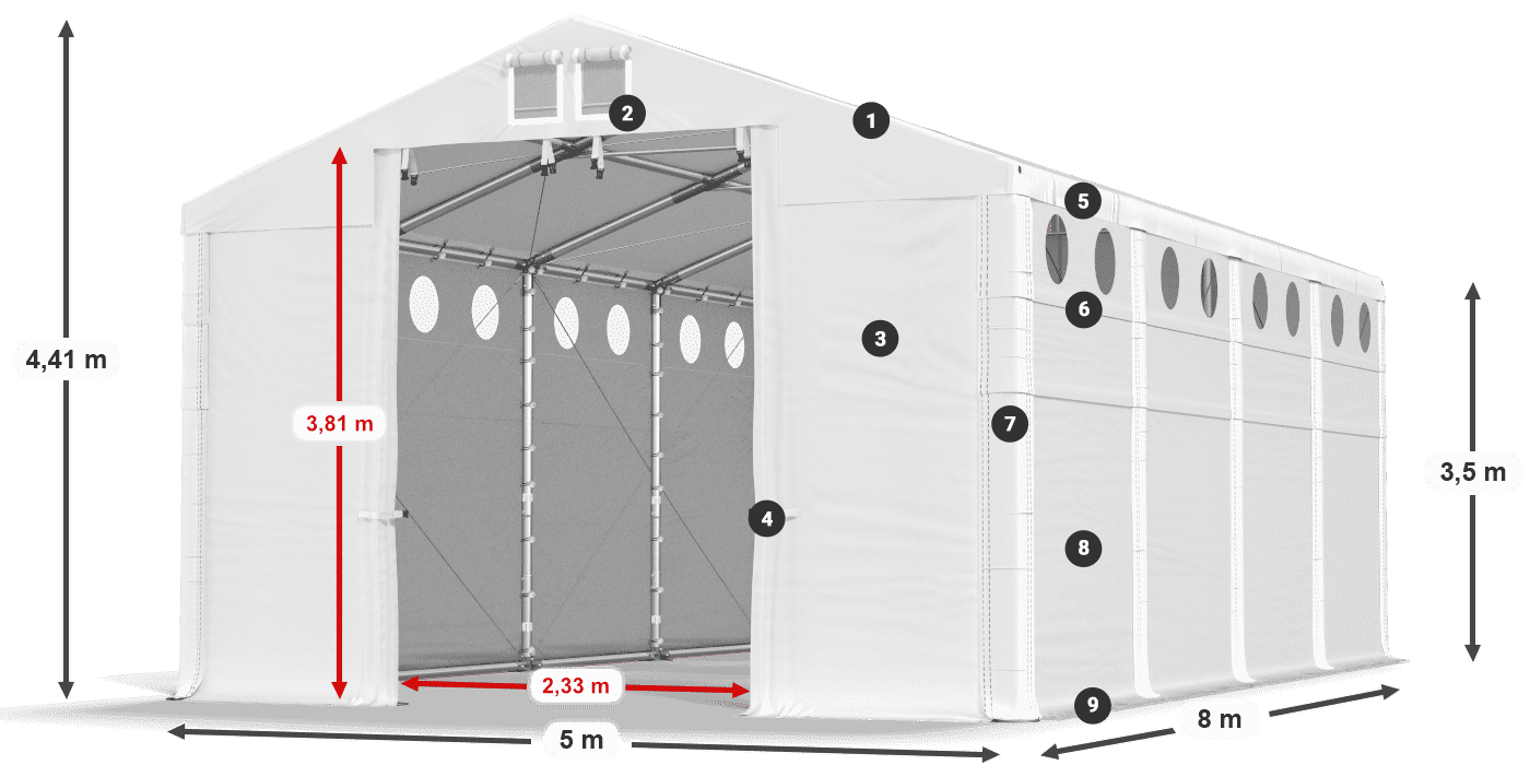Roof: MS 580 PVC Walls: FR 620 PVC