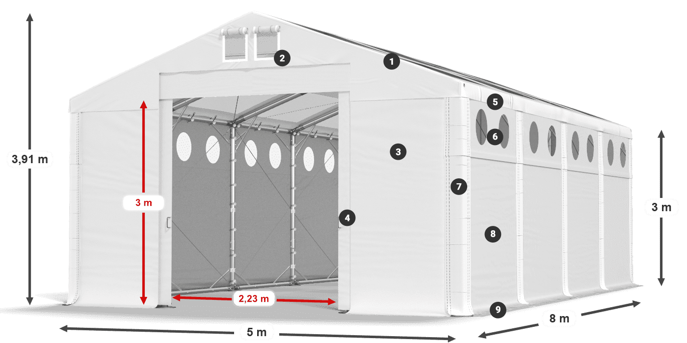 Roof: MS 580 PVC Walls: FR 620 PVC