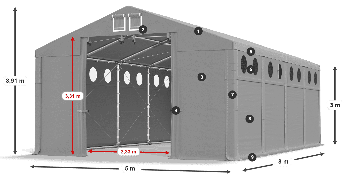 Roof: SD 560 PVC Walls: FR 620 PVC