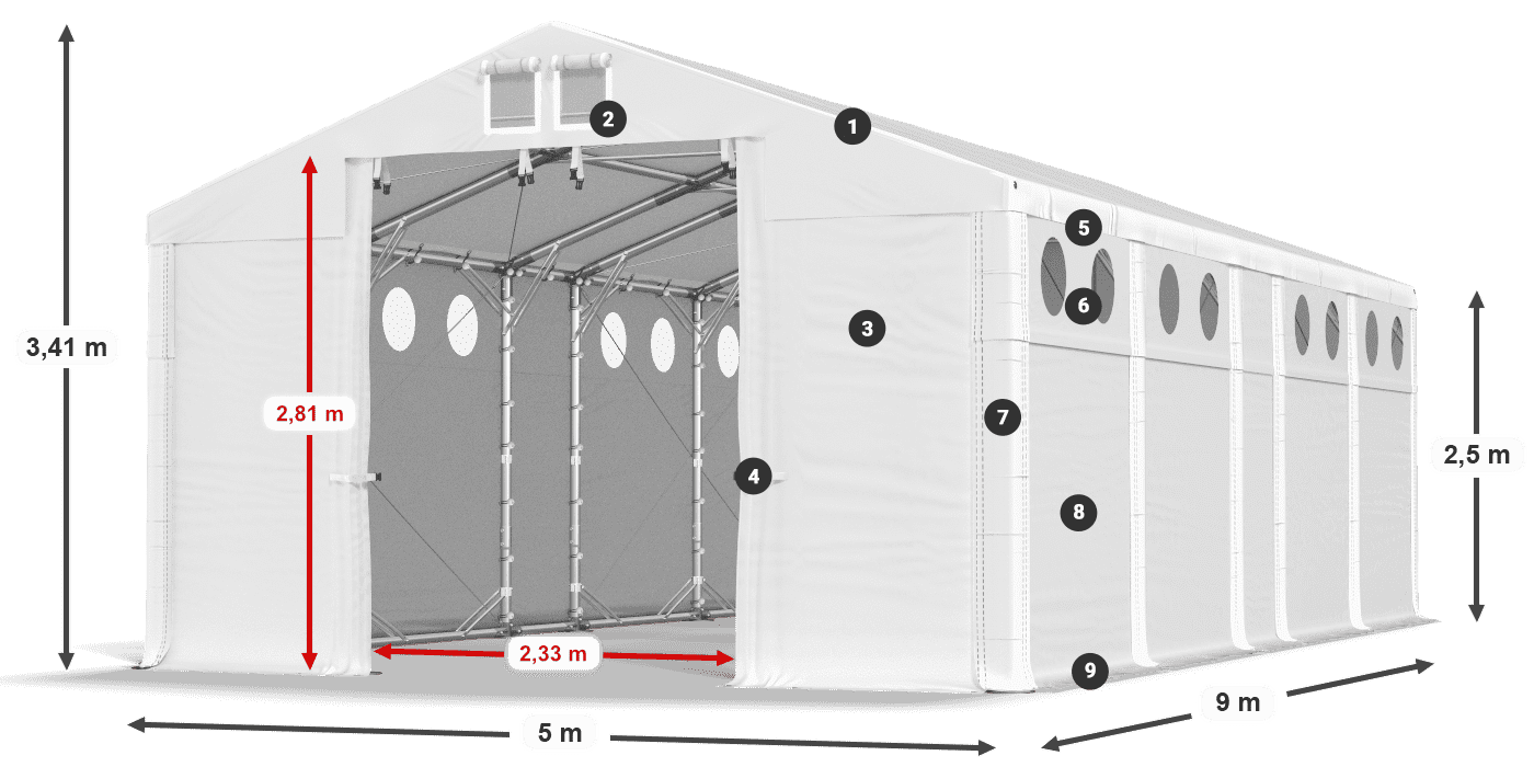 Roof: FR 620 PVC Walls: MS 580 PVC
