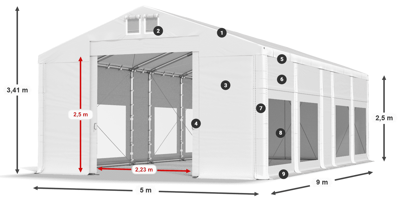 Roof: MS 580 PVC Walls: MS 580 PVC 2.5m legend