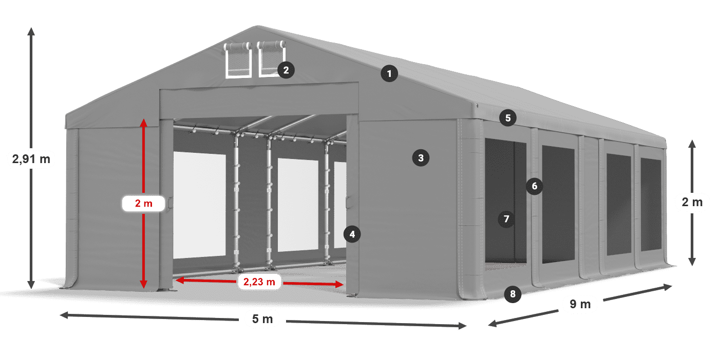 Roof: FR 620 PVC Walls: MS 580 PVC