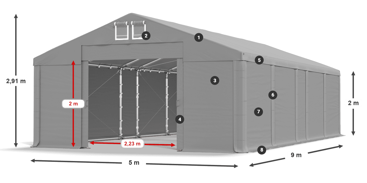 Roof: FR 620 PVC Walls: SD 580 PVC 2m legend
