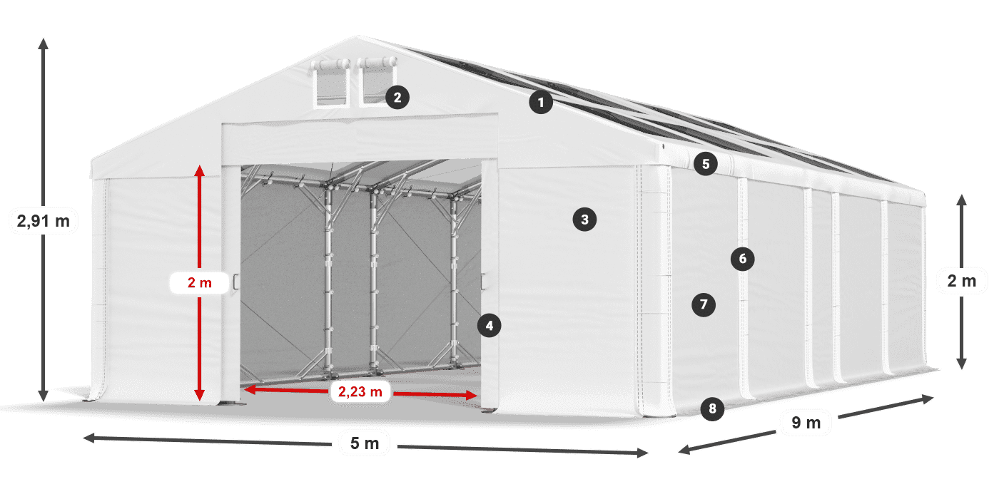 Roof: MS 580 PVC Walls: FR 620 PVC