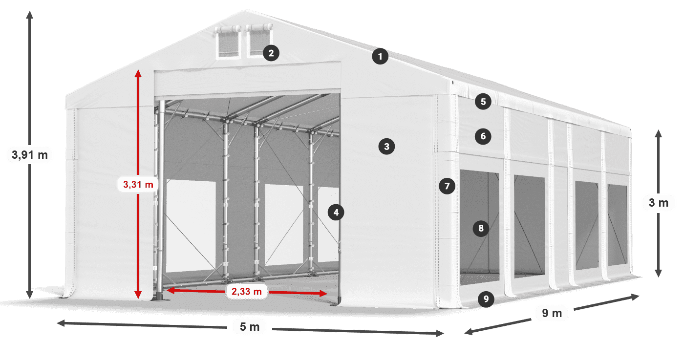 Roof: FR 620 PVC Walls: MS 580 PVC 3m legend