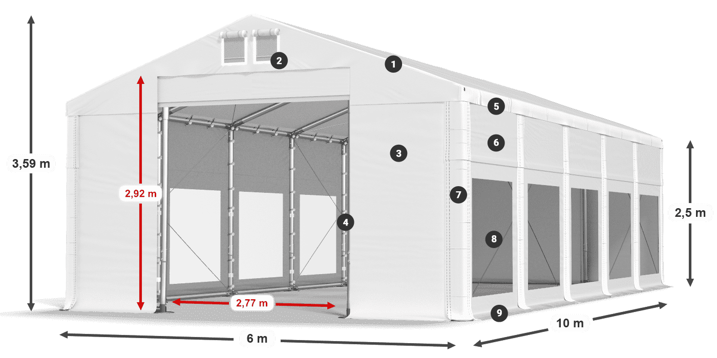 Roof: FR 620 PVC Walls: MS 580 PVC 2.5m legend