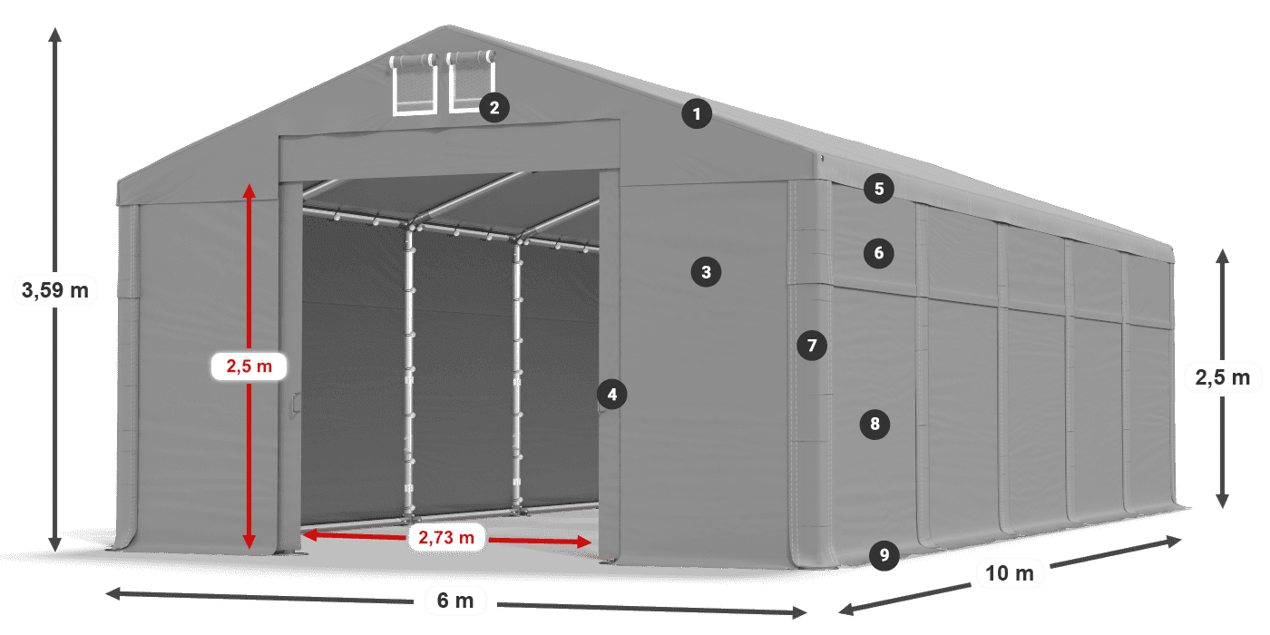 Roof: FR 620 PVC Walls: SD 500 PVC 2.5m legend