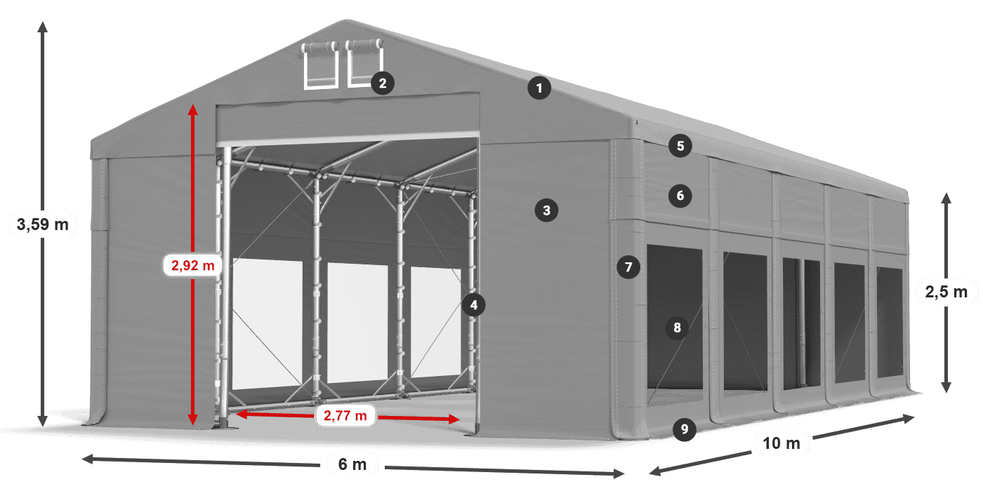 Roof: MS 580 PVC Walls: MS 580 PVC 2.5m legend