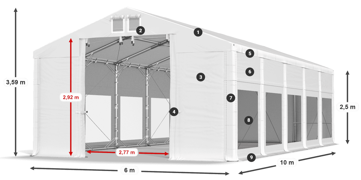 Roof: MS 580 PVC Walls: MS 580 PVC 2.5m legend