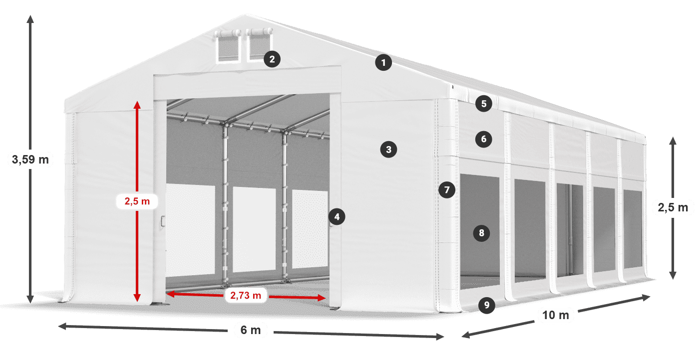 Roof: MS 580 PVC Walls: MS 580 PVC 2.5m legend
