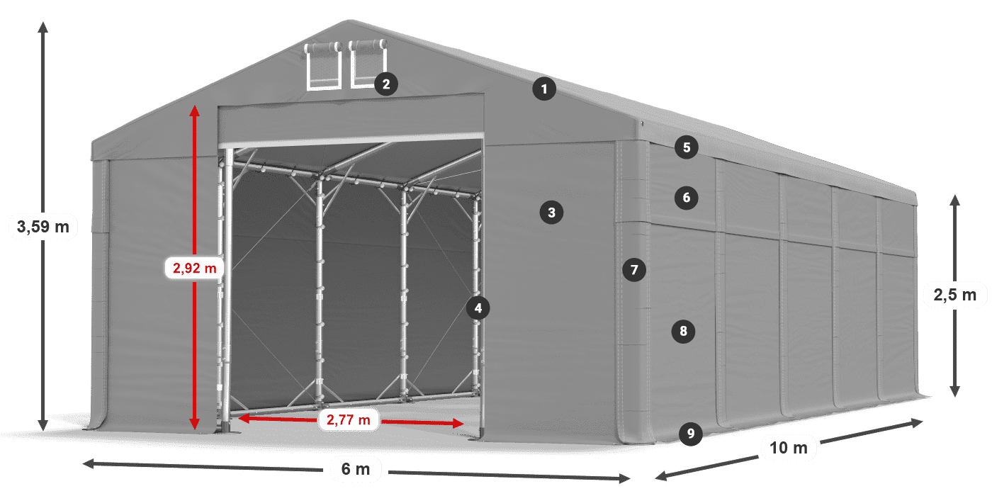 Roof: MS 580 PVC Walls: SD 500 PVC 2.5m legend