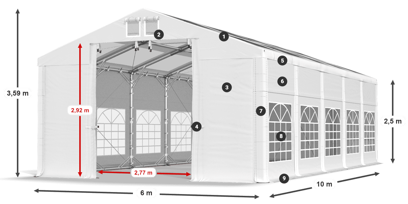 Roof: MS 580 PVC Walls: SD 500 PVC 2.5m legend