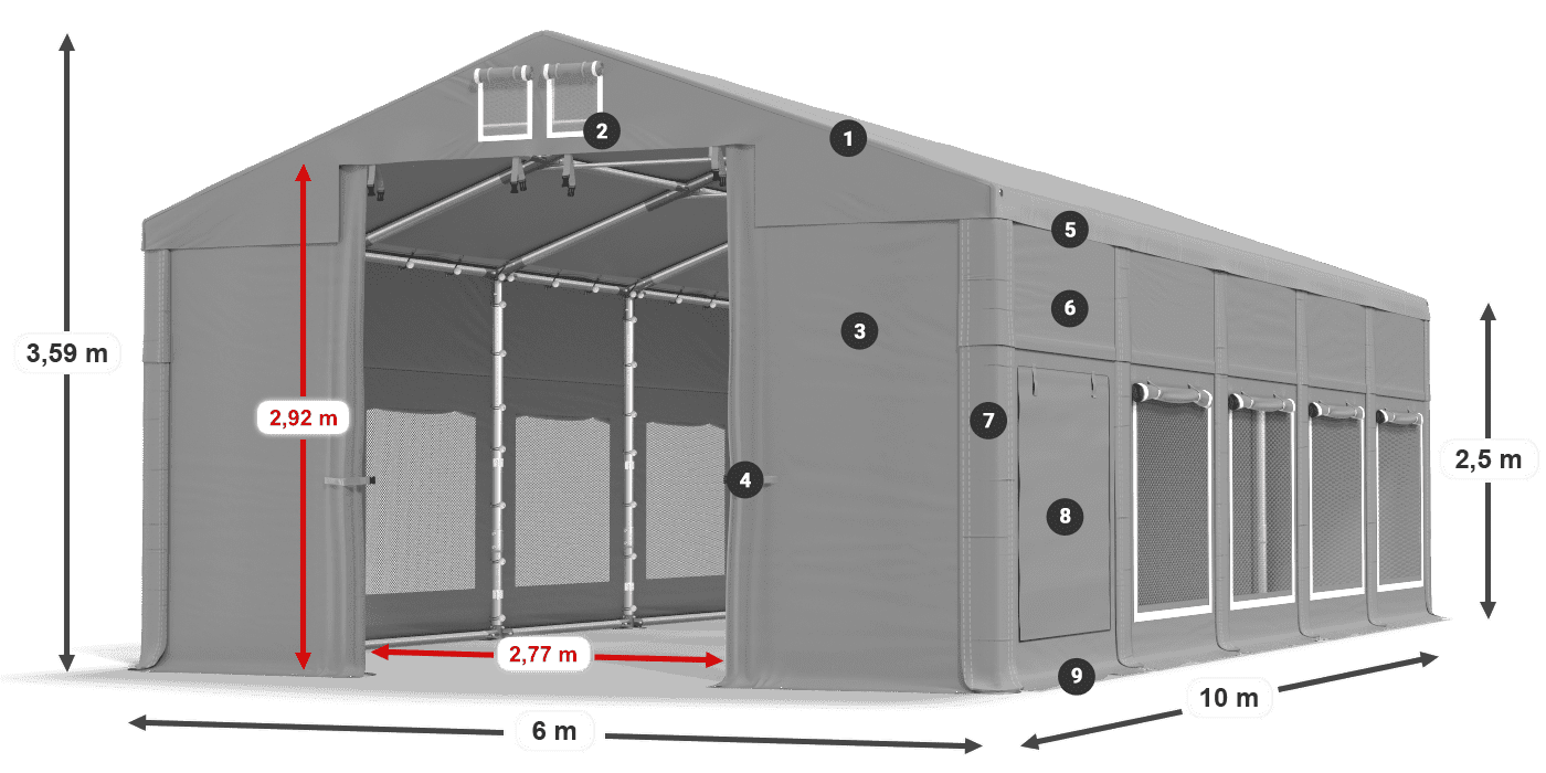 Roof: MS 580 PVC Walls: SD M 500 PVC 2.5m legend