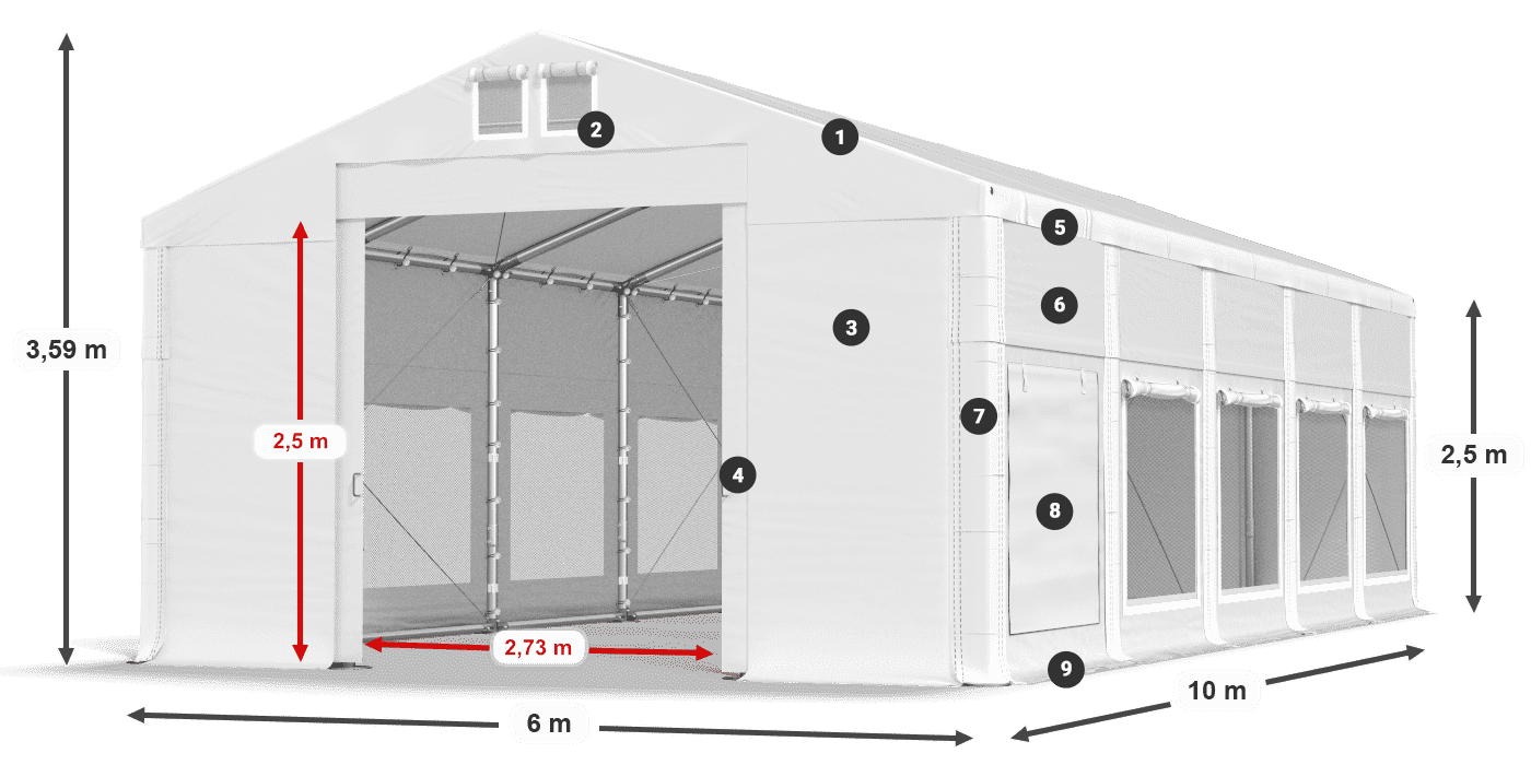 Roof: MS 580 PVC Walls: SD M 500 PVC 2.5m legend