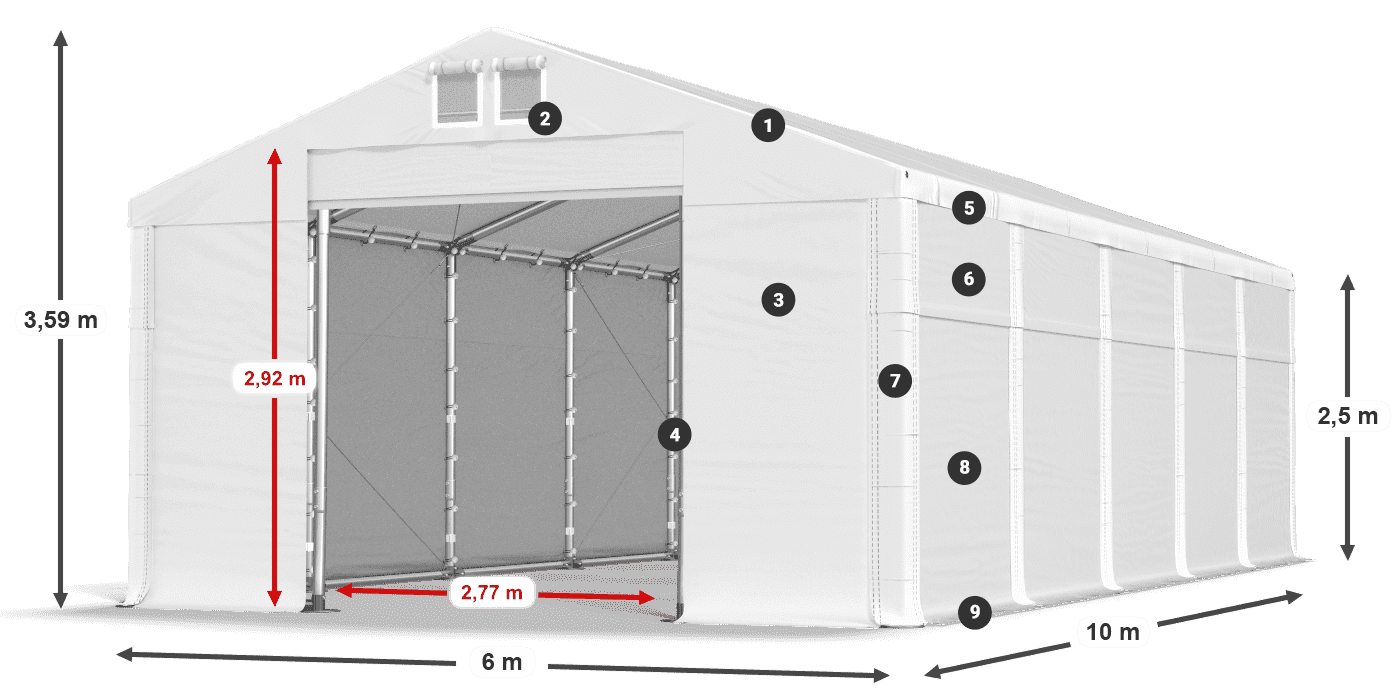 Roof: SD 560 PVC Walls: FR 620 PVC legend 2.5m